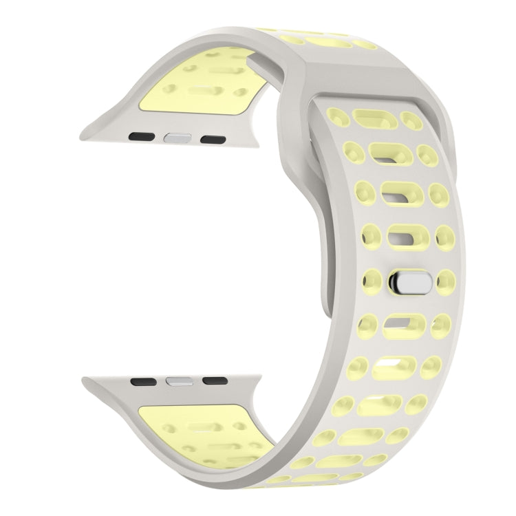 For Apple Watch 46mm / 49mm / 45mm / 44mm Single Nail Dual-Color Multi-hole Silicone Watch Band(Warm Gray Yellow) - free shipping - PMc TechLife - Order now!