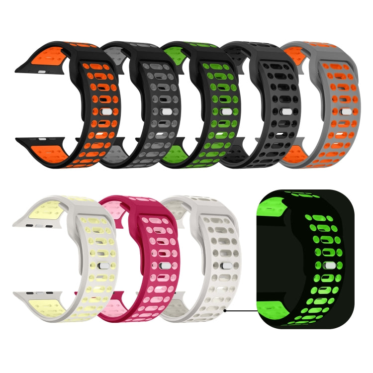 For Apple Watch 46mm / 49mm / 45mm / 44mm Single Nail Dual-Color Multi-hole Silicone Watch Band(Warm Gray Yellow) - free shipping - PMc TechLife - Order now!
