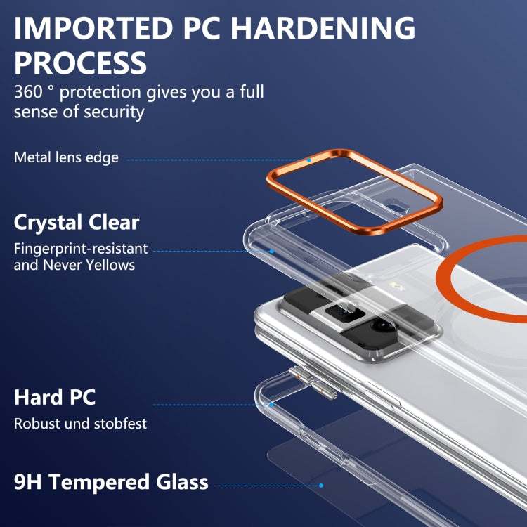 For Honor Magic Vs3 lce Folding Series MagSafe Integrated Clear PC Phone Case(Orange) - Honor Cases by PMC TechLife | Online Shopping South Africa | PMC TechLife | Buy Now Pay Later Mobicred