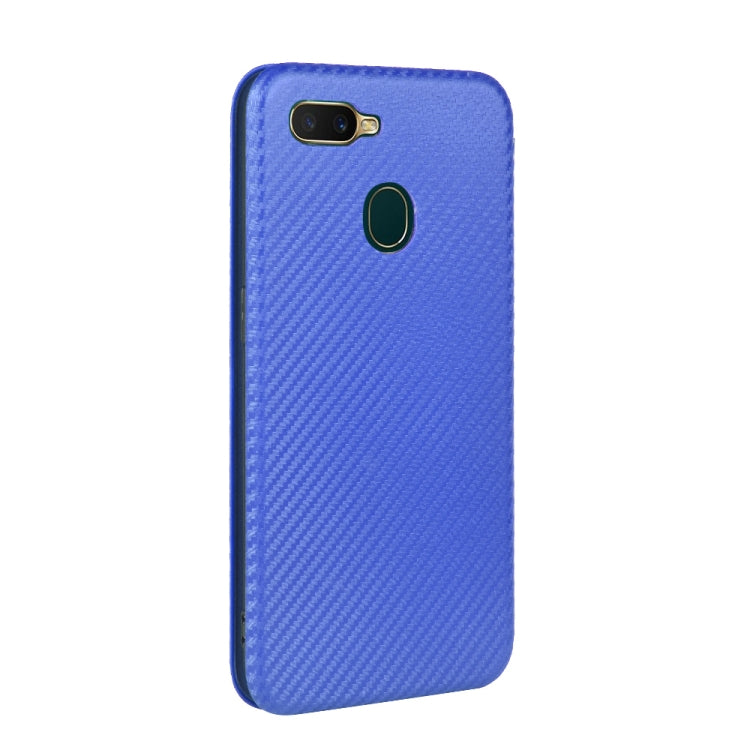 For OPPO A7(AX7) / A5s / AX5s / A12 Carbon Fiber Texture Horizontal Flip TPU + PC + PU Leather Case with Card Slot(Blue) - OPPO Cases by PMC TechLife | Online Shopping South Africa | PMC TechLife