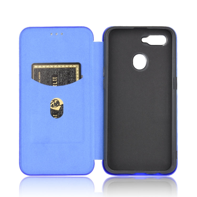 For OPPO A7(AX7) / A5s / AX5s / A12 Carbon Fiber Texture Horizontal Flip TPU + PC + PU Leather Case with Card Slot(Blue) - OPPO Cases by PMC TechLife | Online Shopping South Africa | PMC TechLife
