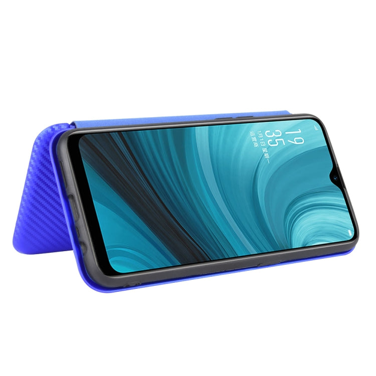 For OPPO A7(AX7) / A5s / AX5s / A12 Carbon Fiber Texture Horizontal Flip TPU + PC + PU Leather Case with Card Slot(Blue) - OPPO Cases by PMC TechLife | Online Shopping South Africa | PMC TechLife