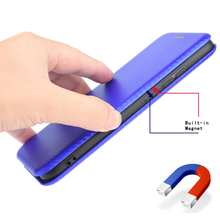 For OPPO A7(AX7) / A5s / AX5s / A12 Carbon Fiber Texture Horizontal Flip TPU + PC + PU Leather Case with Card Slot(Blue) - OPPO Cases by PMC TechLife | Online Shopping South Africa | PMC TechLife