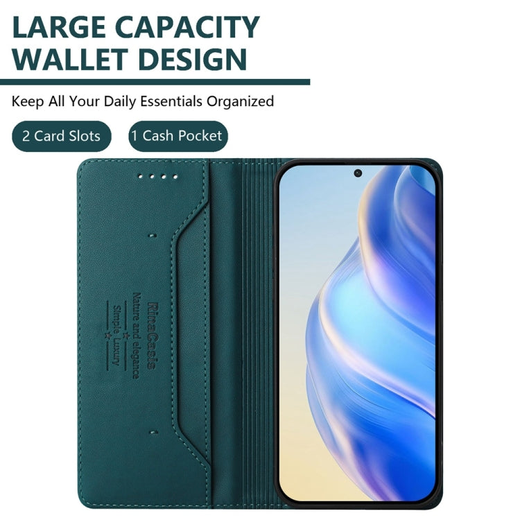 For Huawei Pura 70 RC01 Dual-Folded Magnetic Suction RFID Leather Phone Case(Dark Green) - free shipping - PMC Jewellery - Order now!