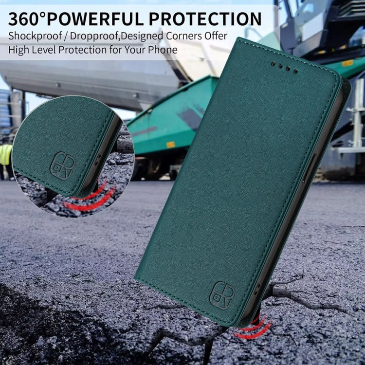 For Huawei Pura 70 RC01 Dual-Folded Magnetic Suction RFID Leather Phone Case(Dark Green) - free shipping - PMC Jewellery - Order now!