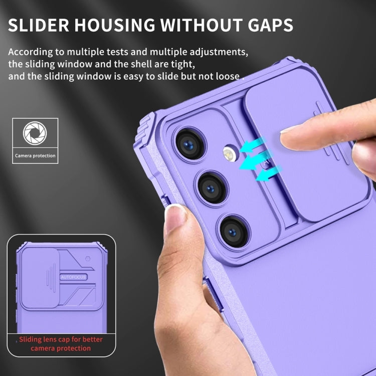 For Samsung Galaxy S25 5G Stereoscopic Holder Sliding Camshield Phone Case(Purple) - Galaxy S25 5G Cases by PMC Jewellery | Online Shopping South Africa | PMC Jewellery | Buy Now Pay Later Mobicred