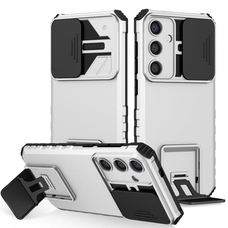 For Samsung Galaxy S25+ 5G Stereoscopic Holder Sliding Camshield Phone Case(White) - Galaxy S25+ 5G Cases by PMC Jewellery | Online Shopping South Africa | PMC Jewellery | Buy Now Pay Later Mobicred