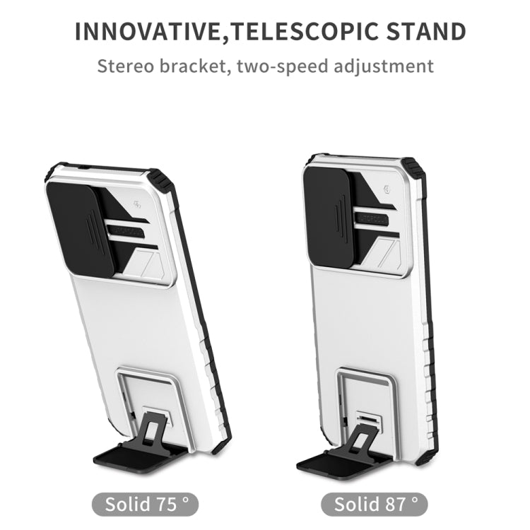 For Samsung Galaxy S25+ 5G Stereoscopic Holder Sliding Camshield Phone Case(White) - Galaxy S25+ 5G Cases by PMC Jewellery | Online Shopping South Africa | PMC Jewellery | Buy Now Pay Later Mobicred