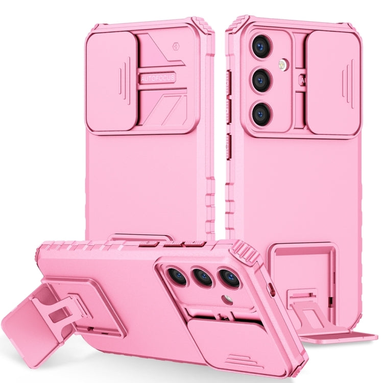 For Samsung Galaxy S25+ 5G Stereoscopic Holder Sliding Camshield Phone Case(Pink) - Galaxy S25+ 5G Cases by PMC Jewellery | Online Shopping South Africa | PMC Jewellery | Buy Now Pay Later Mobicred