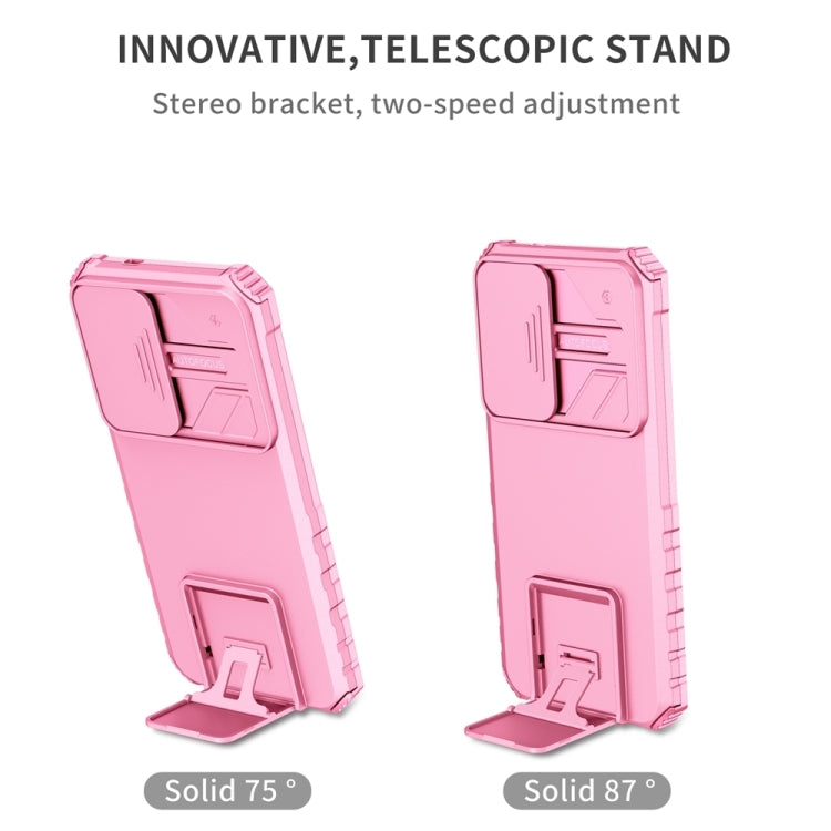 For Samsung Galaxy S25+ 5G Stereoscopic Holder Sliding Camshield Phone Case(Pink) - Galaxy S25+ 5G Cases by PMC Jewellery | Online Shopping South Africa | PMC Jewellery | Buy Now Pay Later Mobicred