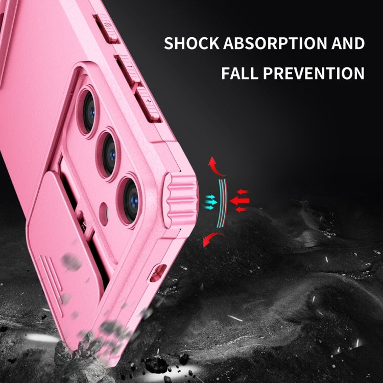 For Samsung Galaxy S25+ 5G Stereoscopic Holder Sliding Camshield Phone Case(Pink) - Galaxy S25+ 5G Cases by PMC Jewellery | Online Shopping South Africa | PMC Jewellery | Buy Now Pay Later Mobicred