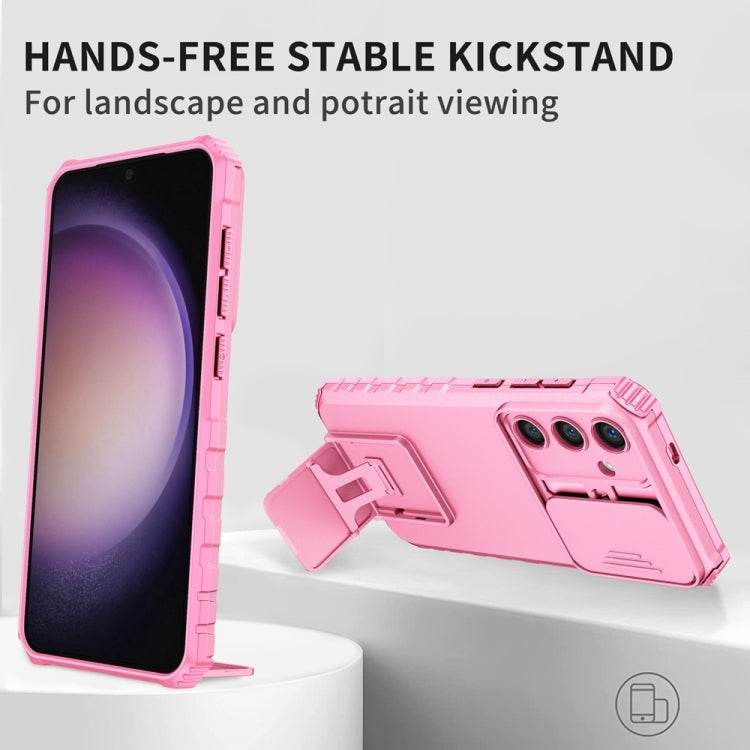 For Samsung Galaxy S25+ 5G Stereoscopic Holder Sliding Camshield Phone Case(Pink) - Galaxy S25+ 5G Cases by PMC Jewellery | Online Shopping South Africa | PMC Jewellery | Buy Now Pay Later Mobicred