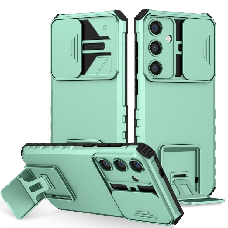 For Samsung Galaxy S25+ 5G Stereoscopic Holder Sliding Camshield Phone Case(Light Green) - Galaxy S25+ 5G Cases by PMC Jewellery | Online Shopping South Africa | PMC Jewellery | Buy Now Pay Later Mobicred