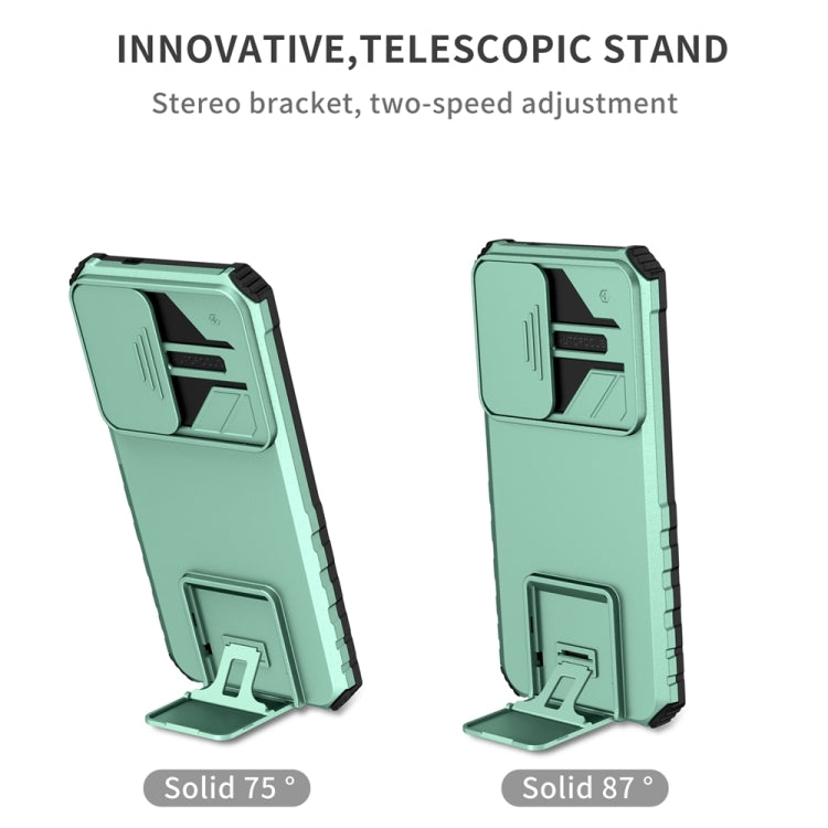 For Samsung Galaxy S25+ 5G Stereoscopic Holder Sliding Camshield Phone Case(Light Green) - Galaxy S25+ 5G Cases by PMC Jewellery | Online Shopping South Africa | PMC Jewellery | Buy Now Pay Later Mobicred