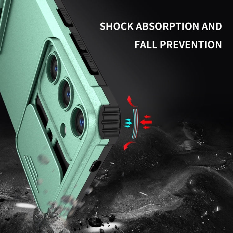 For Samsung Galaxy S25+ 5G Stereoscopic Holder Sliding Camshield Phone Case(Light Green) - Galaxy S25+ 5G Cases by PMC Jewellery | Online Shopping South Africa | PMC Jewellery | Buy Now Pay Later Mobicred