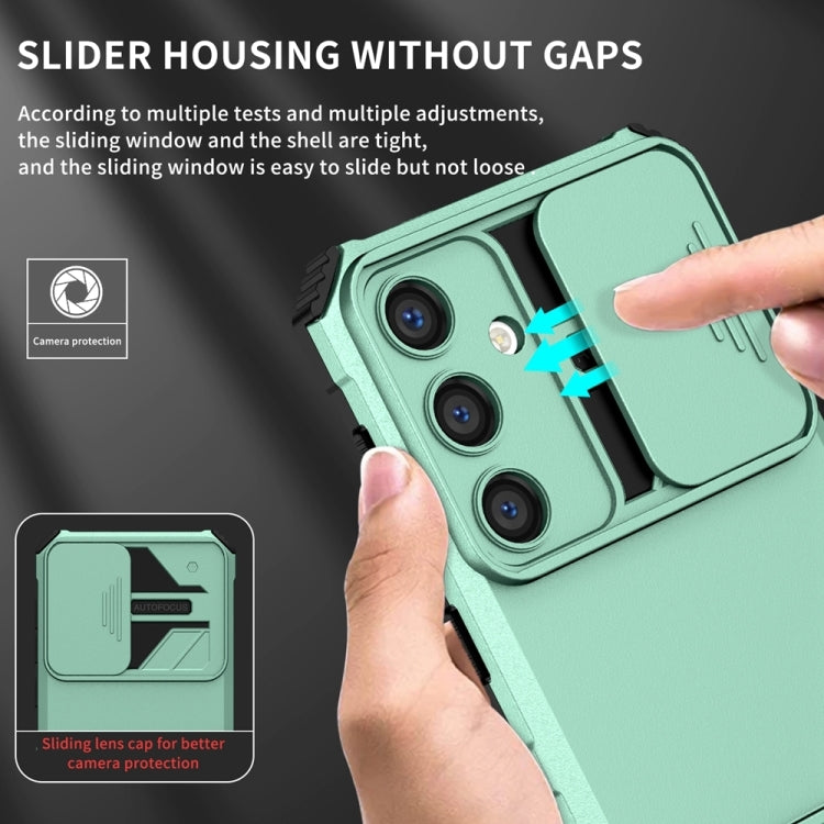 For Samsung Galaxy S25+ 5G Stereoscopic Holder Sliding Camshield Phone Case(Light Green) - Galaxy S25+ 5G Cases by PMC Jewellery | Online Shopping South Africa | PMC Jewellery | Buy Now Pay Later Mobicred