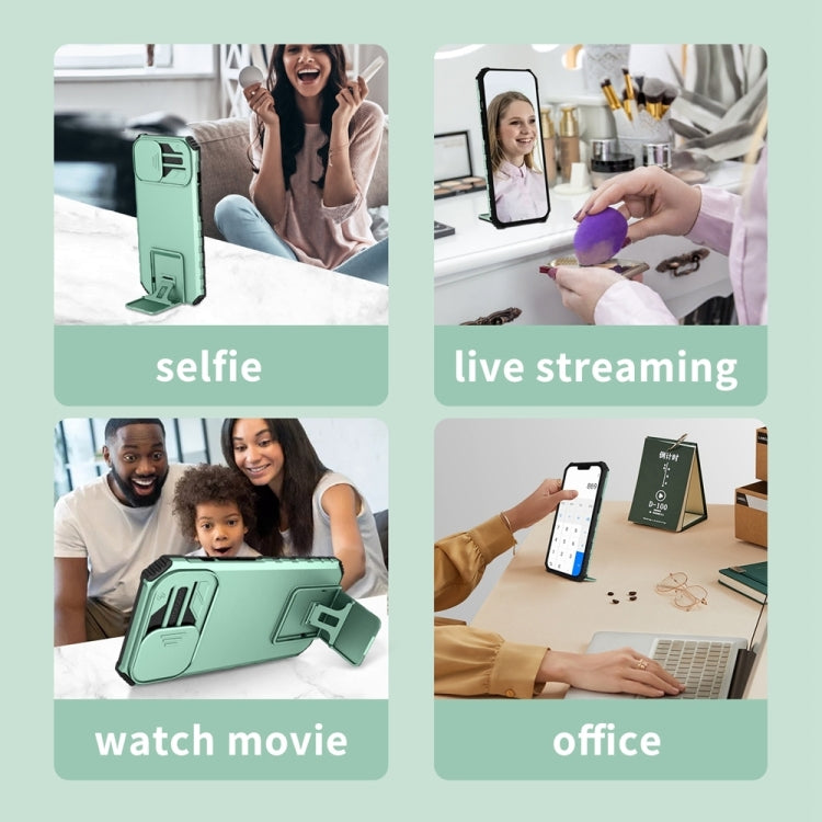 For Samsung Galaxy S25+ 5G Stereoscopic Holder Sliding Camshield Phone Case(Light Green) - Galaxy S25+ 5G Cases by PMC Jewellery | Online Shopping South Africa | PMC Jewellery | Buy Now Pay Later Mobicred