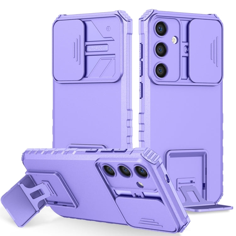For Samsung Galaxy S25+ 5G Stereoscopic Holder Sliding Camshield Phone Case(Purple) - Galaxy S25+ 5G Cases by PMC Jewellery | Online Shopping South Africa | PMC Jewellery | Buy Now Pay Later Mobicred