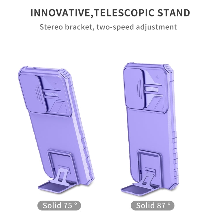 For Samsung Galaxy S25+ 5G Stereoscopic Holder Sliding Camshield Phone Case(Purple) - Galaxy S25+ 5G Cases by PMC Jewellery | Online Shopping South Africa | PMC Jewellery | Buy Now Pay Later Mobicred