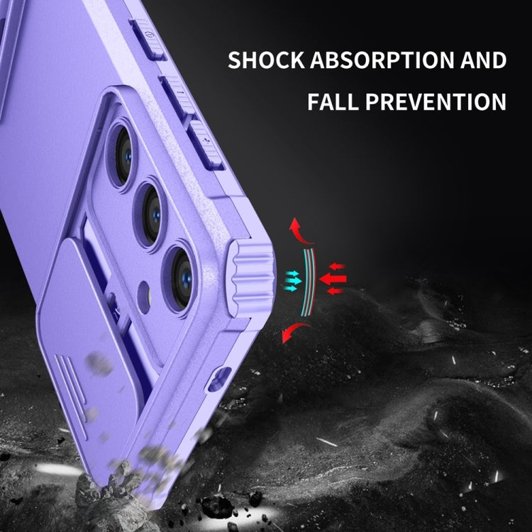 For Samsung Galaxy S25+ 5G Stereoscopic Holder Sliding Camshield Phone Case(Purple) - Galaxy S25+ 5G Cases by PMC Jewellery | Online Shopping South Africa | PMC Jewellery | Buy Now Pay Later Mobicred