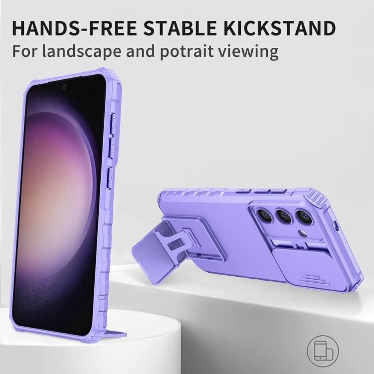 For Samsung Galaxy S25+ 5G Stereoscopic Holder Sliding Camshield Phone Case(Purple) - Galaxy S25+ 5G Cases by PMC Jewellery | Online Shopping South Africa | PMC Jewellery | Buy Now Pay Later Mobicred
