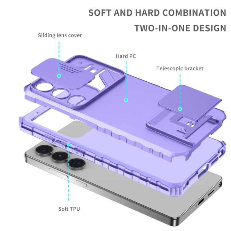 For Samsung Galaxy S25 Ultra 5G Stereoscopic Holder Sliding Camshield Phone Case(Purple) - Galaxy S25 Ultra 5G Cases by PMC Jewellery | Online Shopping South Africa | PMC Jewellery | Buy Now Pay Later Mobicred