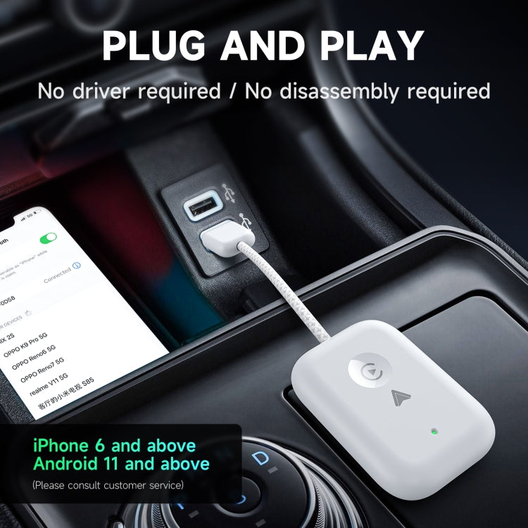 2 in 1 Apple CarPlay / Android Auto USB, Type-C Dual Ports Wired to Wireless CarPlay Adapter(Silver) - Bluetooth Adapters by PMC TechLife | Online Shopping South Africa | PMC TechLife | Buy Now Pay Later Mobicred