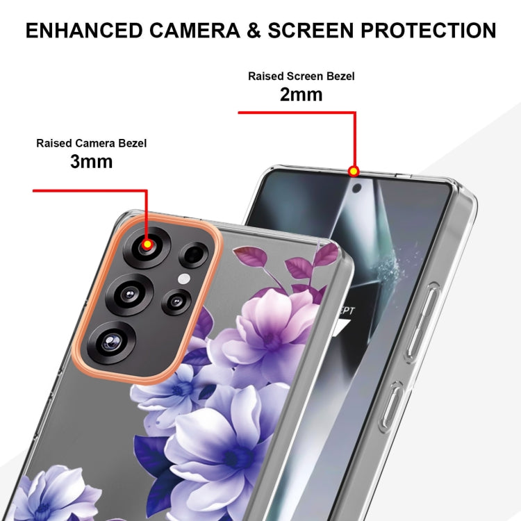 For Samsung Galaxy S25 Ultra 5G Flowers and Plants Series IMD TPU Phone Case(Purple Begonia) - Galaxy S25 Ultra 5G Cases by PMC Jewellery | Online Shopping South Africa | PMC Jewellery | Buy Now Pay Later Mobicred