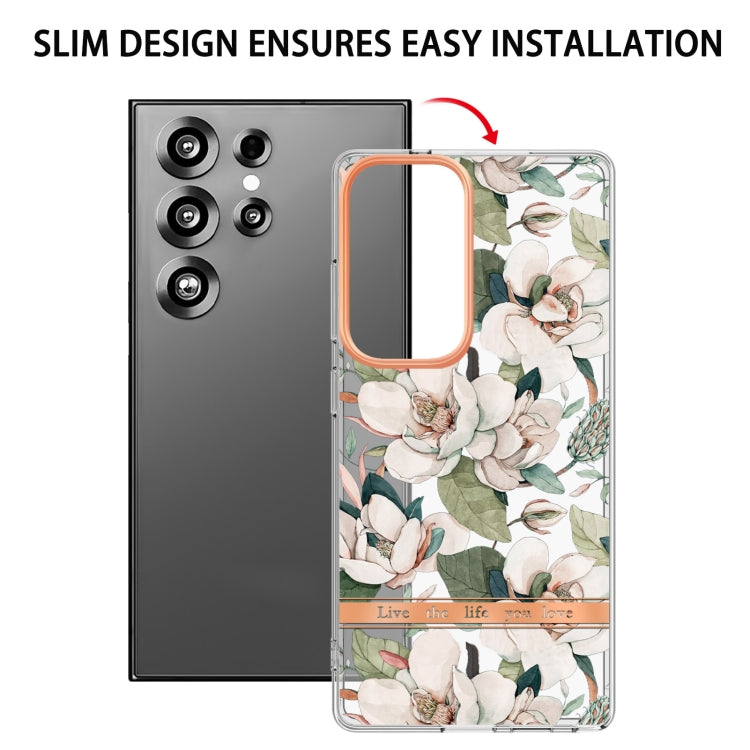 For Samsung Galaxy S25 Ultra 5G Flowers and Plants Series IMD TPU Phone Case(Green Gardenia) - Galaxy S25 Ultra 5G Cases by PMC Jewellery | Online Shopping South Africa | PMC Jewellery | Buy Now Pay Later Mobicred