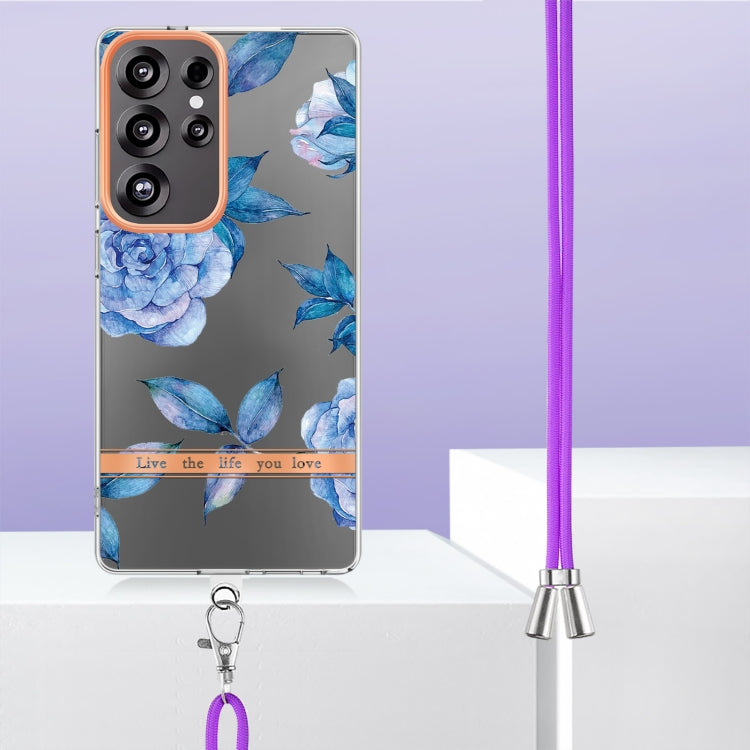 For Samsung Galaxy S25 Ultra 5G Flowers and Plants Series IMD TPU Phone Case with Lanyard(Orchid Peony) - Galaxy S25 Ultra 5G Cases by PMC Jewellery | Online Shopping South Africa | PMC Jewellery | Buy Now Pay Later Mobicred