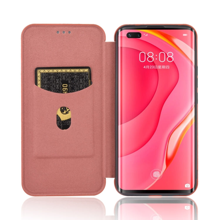 For Huawei nova 7 Pro 5G Carbon Fiber Texture Horizontal Flip TPU + PC + PU Leather Case with Card Slot(Brown) - Huawei Cases by PMC TechLife | Online Shopping South Africa | PMC TechLife