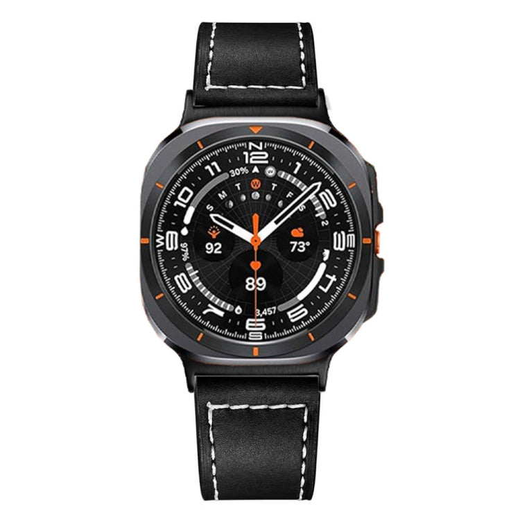 For Samsung Galaxy Watch Ultra 47mm Black Buckle Genuine Leather Watch Band(Black) - Watch Bands by PMC TechLife | Online Shopping South Africa | PMC TechLife | Buy Now Pay Later Mobicred