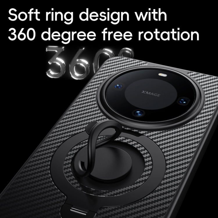 For Huawei Mate 60 Pro / 60 Pro+ Carbon Fiber MagSafe Phone Case with 360 Degree Rotating Holder(Black) - Huawei Cases by PMC TechLife | Online Shopping South Africa | PMC TechLife | Buy Now Pay Later Mobicred