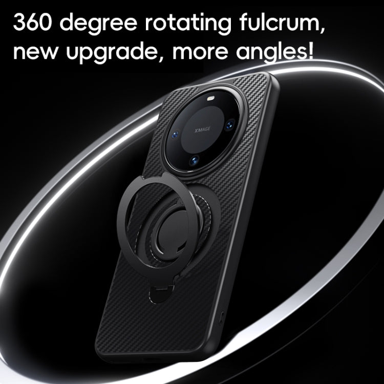 For Huawei Mate 60 Pro / 60 Pro+ Carbon Fiber MagSafe Phone Case with 360 Degree Rotating Holder(Black) - Huawei Cases by PMC TechLife | Online Shopping South Africa | PMC TechLife | Buy Now Pay Later Mobicred