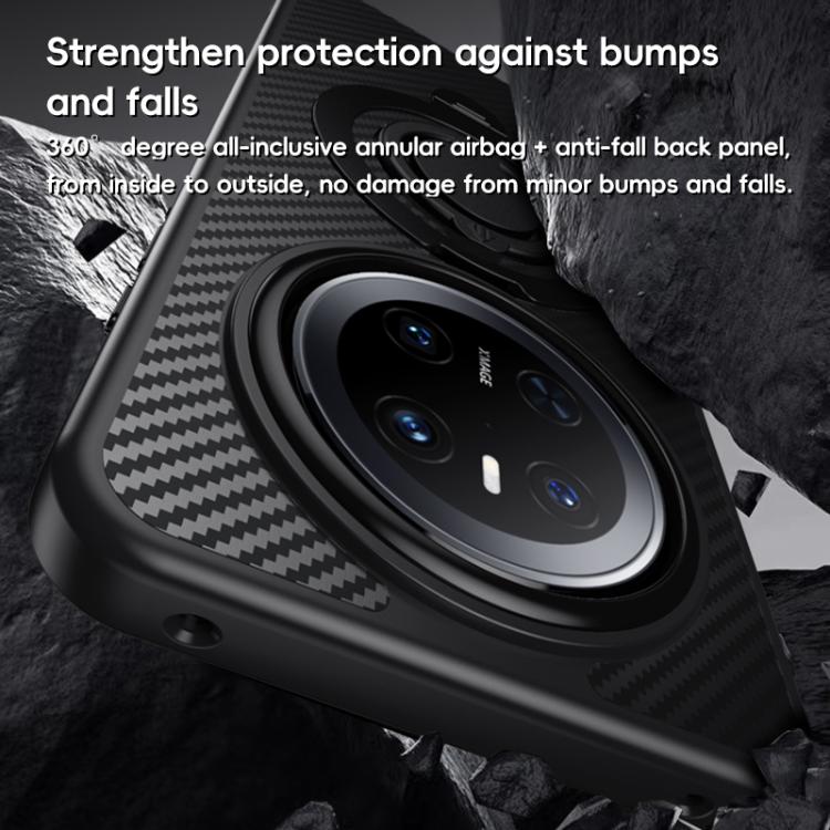 For Huawei Mate 70 Carbon Fiber MagSafe Phone Case with 360 Degree Rotating Holder(Black) - Huawei Cases by PMC TechLife | Online Shopping South Africa | PMC TechLife | Buy Now Pay Later Mobicred