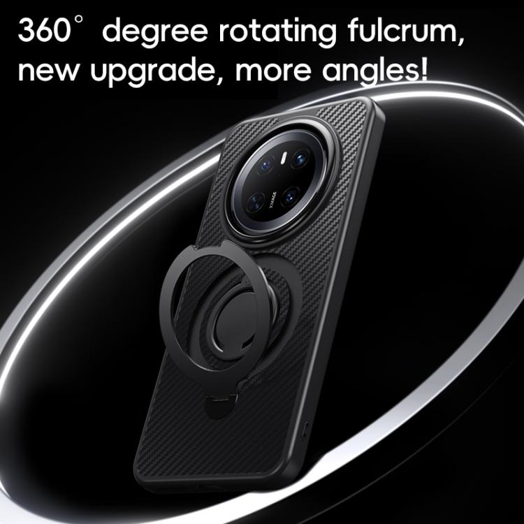 For Huawei Mate 70 Carbon Fiber MagSafe Phone Case with 360 Degree Rotating Holder(Black Silver) - Huawei Cases by PMC TechLife | Online Shopping South Africa | PMC TechLife | Buy Now Pay Later Mobicred