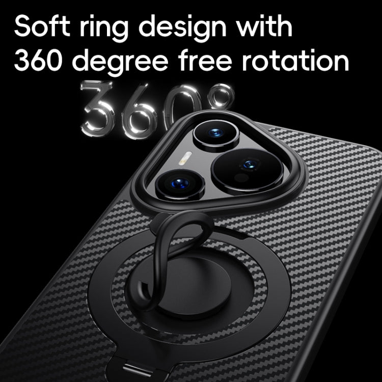For Huawei Pura 70 Ultra Carbon Fiber MagSafe Phone Case with 360 Degree Rotating Holder(Black) - Huawei Cases by PMC Jewellery | Online Shopping South Africa | PMC Jewellery | Buy Now Pay Later Mobicred
