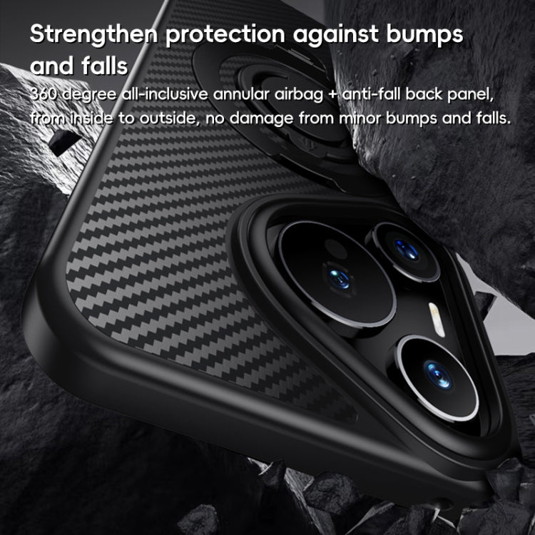 For Huawei Pura 70 Ultra Carbon Fiber MagSafe Phone Case with 360 Degree Rotating Holder(Black) - Huawei Cases by PMC Jewellery | Online Shopping South Africa | PMC Jewellery | Buy Now Pay Later Mobicred