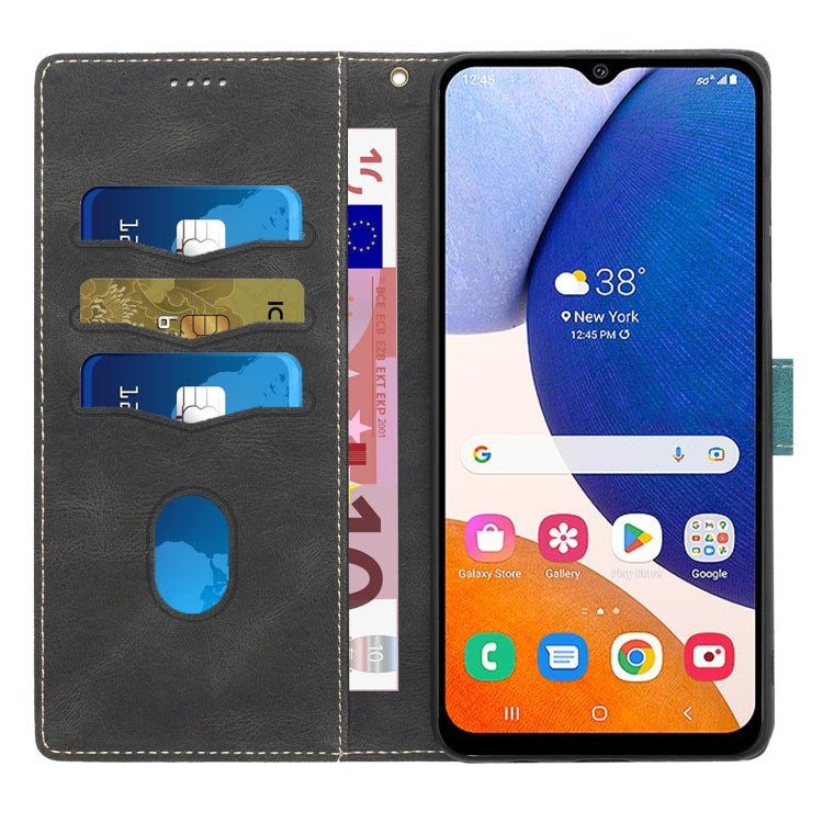 For Samsung Galaxy S25 5G Grid Stitching Leather Phone Case with Lanyard(Black) - Galaxy S25 5G Cases by PMC Jewellery | Online Shopping South Africa | PMC Jewellery | Buy Now Pay Later Mobicred