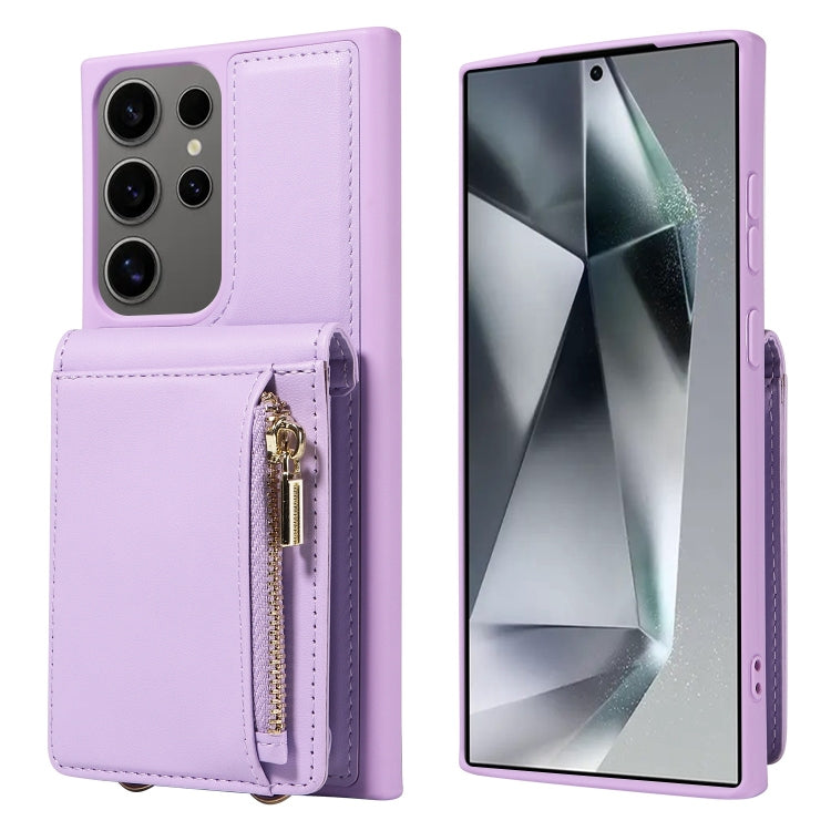 For Samsung Galaxy S25 Ultra 5G Crossbody Lanyard Zipper Wallet Leather Phone Case(Purple) - Galaxy S25 Ultra 5G Cases by PMC TechLife | Online Shopping South Africa | PMC TechLife | Buy Now Pay Later Mobicred