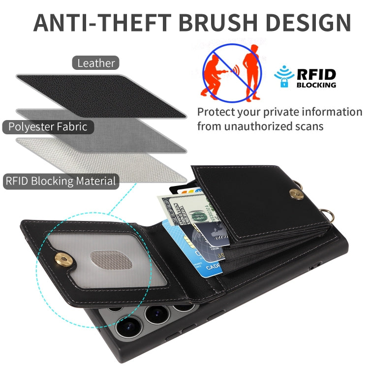 For Samsung Galaxy S25 Ultra 5G Crossbody Lanyard Zipper Wallet Leather Phone Case(Black) - free shipping - PMC Jewellery - Order now!