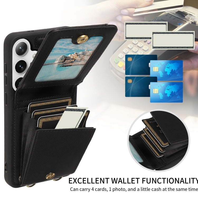 For Samsung Galaxy S25+ 5G Crossbody Lanyard Zipper Wallet Leather Phone Case(Black) - Galaxy S25+ 5G Cases by PMC Jewellery | Online Shopping South Africa | PMC Jewellery | Buy Now Pay Later Mobicred
