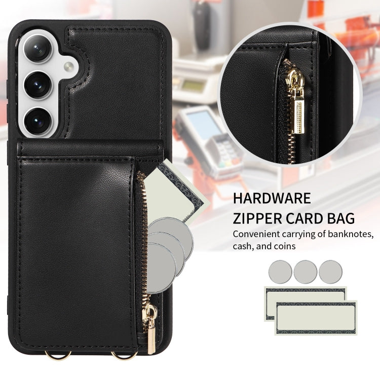 For Samsung Galaxy S25+ 5G Crossbody Lanyard Zipper Wallet Leather Phone Case(Black) - Galaxy S25+ 5G Cases by PMC Jewellery | Online Shopping South Africa | PMC Jewellery | Buy Now Pay Later Mobicred
