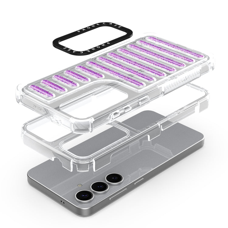 For Samsung Galaxy S25 5G Capsule Glitter TPU Hybrid PC Airbag Phone Case(Purple) - Galaxy S25 5G Cases by PMC Jewellery | Online Shopping South Africa | PMC Jewellery | Buy Now Pay Later Mobicred