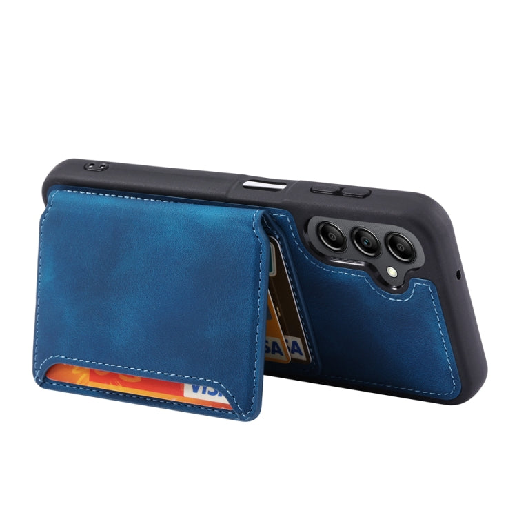 For Samsung Galaxy S25 5G Skin Feel Dream RFID Anti-theft PU Card Bag Phone Case(Peacock Blue) - Galaxy S25 5G Cases by PMC TechLife | Online Shopping South Africa | PMC TechLife | Buy Now Pay Later Mobicred
