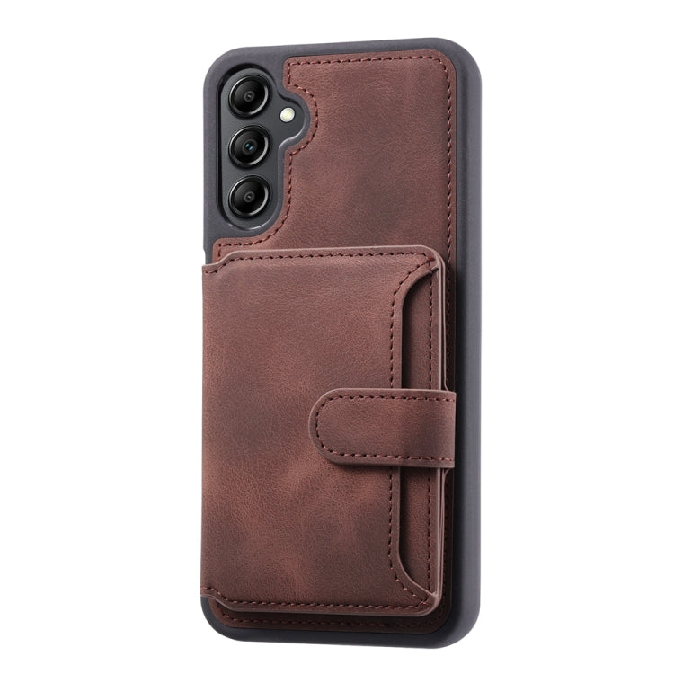 For Samsung Galaxy S25 5G Skin Feel Dream RFID Anti-theft PU Card Bag Phone Case(Coffee) - Galaxy S25 5G Cases by PMC TechLife | Online Shopping South Africa | PMC TechLife | Buy Now Pay Later Mobicred