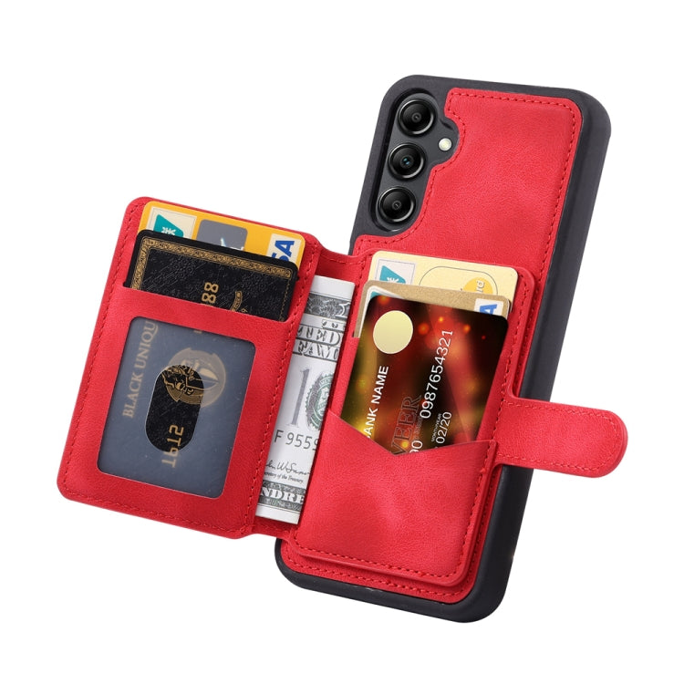 For Samsung Galaxy S25+ 5G Skin Feel Dream RFID Anti-theft PU Card Bag Phone Case(Red) - Galaxy S25+ 5G Cases by PMC TechLife | Online Shopping South Africa | PMC TechLife | Buy Now Pay Later Mobicred