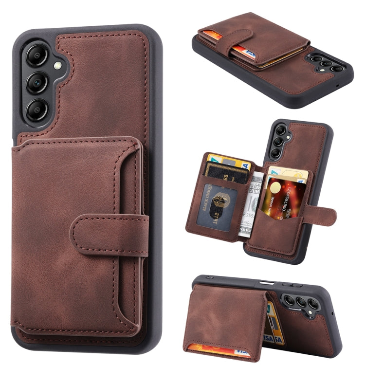 For Samsung Galaxy S25+ 5G Skin Feel Dream RFID Anti-theft PU Card Bag Phone Case(Coffee) - Galaxy S25+ 5G Cases by PMC TechLife | Online Shopping South Africa | PMC TechLife | Buy Now Pay Later Mobicred