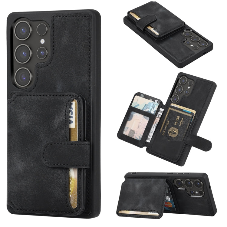 For Samsung Galaxy S25 Ultra 5G Skin Feel Dream RFID Anti-theft PU Card Bag Phone Case(Black) - Galaxy S25 Ultra 5G Cases by PMC TechLife | Online Shopping South Africa | PMC TechLife | Buy Now Pay Later Mobicred