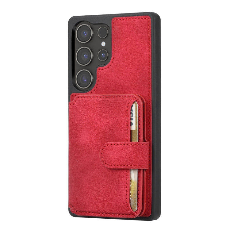 For Samsung Galaxy S25 Ultra 5G Skin Feel Dream RFID Anti-theft PU Card Bag Phone Case(Red) - Galaxy S25 Ultra 5G Cases by PMC TechLife | Online Shopping South Africa | PMC TechLife | Buy Now Pay Later Mobicred